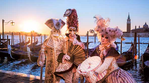 Venice - people dressed up for traditional VeniceCarnival
