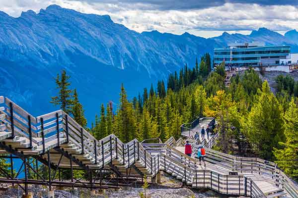 Banff stairs with view over the lake