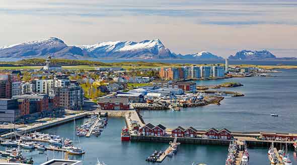 View on Bodo, the bay and the mountains