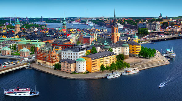 View on the old town from the air